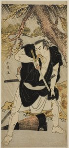 A színész, Nakamura Nakazo I Ono Sadakuro szerepében a Kanadehon Chushingura című darabban, az Ichimura Színházban a hatodik hónapban, 1783 alkotó: Katsukawa Shunsho