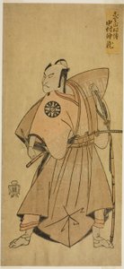 I. Nakamura Nakazo színész Osada no Taro (?) szerepében az Ima o Sakari Suehiro Genji (?) című darabban, amelyet a Nakamura Színházban (?) mutattak be a tizenegyedik hónapban, 1768-ban (?) alkotó: Katsukawa Shunsho
