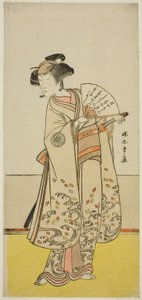 I. Nakamura Noshio színész Oiso no Tora (?) szerepében a Shida Yuzuriha Horai Soga (?) színdarabban, amelyet a Morita Színházban (?) mutattak be az első hónapban, 1775 (?) alkotó: Katsukawa Shunsho