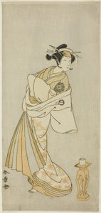 A színész Nakamura Noshio I, mint Takao udvarhölgy szelleme, a Shosagoto táncsorozatban, a "Sono Utsushi-e Matsu ni Kaede" (Fenyő és juhar árnyékképe), a Keisei Momiji no című darab második részének utolsó jelenete. Uchikake (Courtesan over-K alkotó: Katsukawa Shunsho