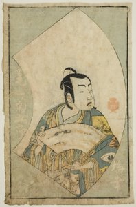 A színész Onoe Kikugoro I, a "Színpadi rajongók képeskönyve (Ehon butai ogi)" című filmből alkotó: Katsukawa Shunsho