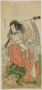 A színész, Onoe Matsusuke I. Sutoku nyugalmazott császár szerepében a Kitekaeru Nishiki no Wakayaka című darabban, a Nakamura Színházban a tizenegyedik hónapban, 1780 alkotó: Katsukawa Shunsho