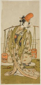 A színész Segawa Kitsuji III Murasame szerepében a Gohiiki Kanjincho című darabban, a Nakamura Színházban a tizenegyedik hónapban, 1773 alkotó: Katsukawa Shunsho