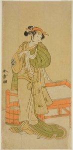 Yamashita Kinsaku II színész Moshio szerepében az Izu-goyomi Shibai no Ganjitsu című darabban, a Morita Színházban a tizenegyedik hónapban, 1772 alkotó: Katsukawa Shunsho