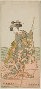 I. Yoshizawa Iroha színész Yosooi hercegnőként (Yosooi Hime) a Kikujido Shuen no Iwaya című darabban, amelyet a Morita Színházban mutattak be a tizenegyedik hónapban, 1775 alkotó: Katsukawa Shunsho