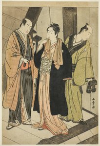 C és rs csapat Ichikawa Kado átlátszó (ft), ünneplés fehér gyógyszer V (első r), d terv ünneplés carmo (?) alkotó: Katsukawa Shunsho
