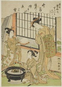 Mr. Sugawara, Mr. Sugawara, Mr. Tetsuru, és a számla a számlázásról. alkotó: Katsukawa Shunsho