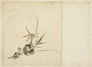 Gyümölcs spray szitakötővel alkotó: Katsushika (school of) Hokusai