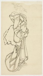 Sétáló kurtizán (tanulmány), 1815-1849 körül (tinta papíron alkotó: Katsushika (school of) Hokusai