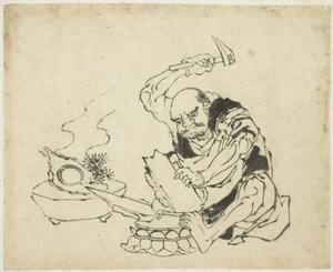 Zen szerzetes égő Buddha képe (T