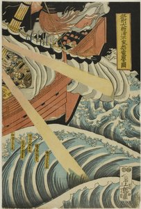 A Heike szellemei megjelennek a Settsu tartománybeli Daimotsu-öbölben (Sesshu Daimotsu no ura Heike onryo arawaruru zu) alkotó: Katsushika Hokui