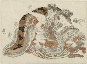 Szerelmi pár és patkányok alkotó: Katsushika Hokusai (possibly)