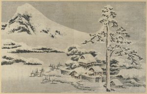(Tengerparti falu a hóban), 1814 alkotó: Katsushika Hokusai