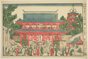 Perspektivikus nézet: A Kinryuzan templom két déva királyának kapuja (Ukie: Kinryuzan niomon no zu) alkotó: Katsushika Hokusai