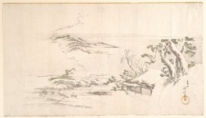 Hóval borított táj szürke felhőkkel alkotó: Katsushika Hokusai