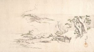 Havas táj szürke felhőkkel, kb. 1800. alkotó: Katsushika Hokusai
