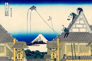 Az edói surugai Mitsui üzlet vázlata, 1830-1833. alkotó: Katsushika Hokusai