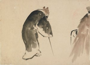 Egy fekete köntösbe öltözött öreg egér, 18. század vége-19. század eleje. alkotó: Katsushika Hokusai