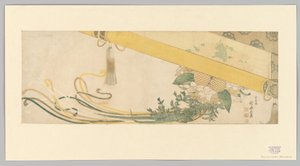 Virágkosár bambuszrolóval alkotó: Katsushika Hokusai