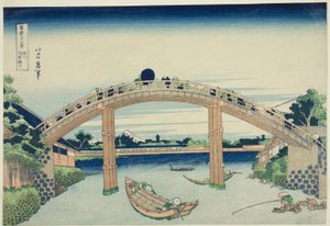 10 000 jen alatt B menedzser Fukagawa (Fukagawa 10 000 Yen híd) a "Tierty x Views Of Mount Fuji (Fugaku Usaju Rokukei)" sorozatból alkotó: Katsushika Hokusai