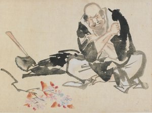 Egy cseresznyeágakat égető pap buddhista allegóriája, 18. század vége – 19. század eleje. alkotó: Katsushika Hokusai