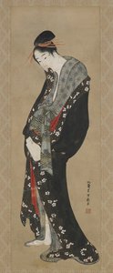 Courtesan, Edo-korszak (tinta és szín a papíron) alkotó: Katsushika Hokusai