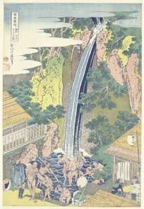 A Roben-vízesés Oyamában, Sagami tartományban Soshu Oyama Roben no taki (cím a tárgyon) Túra a vízeséseknél a tartományokban (sorozat címe) Shokoku taki meguri (sorozat címe az objektumon) alkotó: Katsushika Hokusai