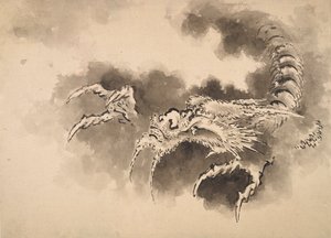 Felhőkből előbukkanó sárkány, Edo-korszak, 19. század. alkotó: Katsushika Hokusai