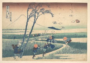 Ejiri a Suruga tartományban (Sunshū Ejiri), a „A Fuji-hegy harminchat látképe” (Fugaku sanjūrokkei) című sorozatból alkotó: Katsushika Hokusai