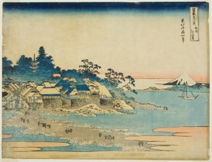 Kazu Enoshima Sagami P Lovinse (finomítatlan szake Enoshima), a "Tyrty Mr. x Views Of Mount Fuji (Fugaku Usaju Rokukei)" sorozatból alkotó: Katsushika Hokusai