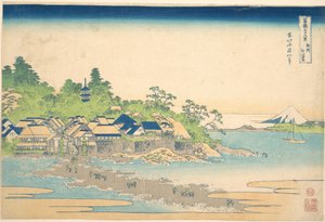 Enoshima a Sagami tartományban (Sōshū Enoshima), a „A Fuji-hegy harminchat látképe” (Fugaku sanjūrokkei) című sorozatból alkotó: Katsushika Hokusai