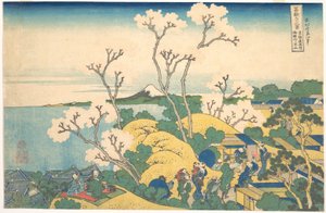 A Fuji-hegy a Tōkaidō-útvonalon fekvő Shinagawa Gotenyama-ból nézve (Tōkaidō Shinagawa Gotenyama no Fuji), a „A Fuji-hegy harminchat látképe” (Fugaku sanjūrokkei) című sorozatból alkotó: Katsushika Hokusai