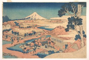 A Fuji-hegy a Suruga-i Katakura-i teaföldekről (Sunshū Katakura chaen no Fuji), a „A Fuji-hegy harminchat látképe” (Fugaku sanjūrokkei) című sorozatból alkotó: Katsushika Hokusai