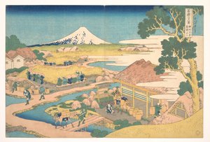 A Fuji-hegy a Suruga-i Katakura-i teaföldekről (Sunshū Katakura chaen no Fuji), a „A Fuji-hegy harminchat látképe” (Fugaku sanjūrokkei) című sorozatból alkotó: Katsushika Hokusai