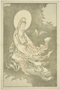 Sárkányon lovagló istennő, Hokusai realista festményeinek képeskönyvéből (Hokusai shashin gafu), 1814 körül (színes fametszet (albumlap)) alkotó: Katsushika Hokusai