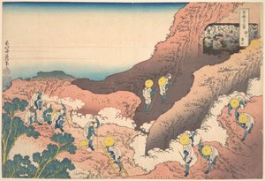 Hegymászó csoportok (Shojin tozan), a „A Fuji-hegy harminchat látképe” (Fugaku sanjūrokkei) című sorozatból alkotó: Katsushika Hokusai
