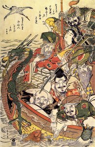 Japán mitológia: „A boldogság hét istensége” alkotó: Katsushika Hokusai