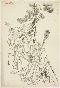 Jo and Uba; Theme of Takasago, ca. 1815-49 (ink on paper) alkotó: Katsushika Hokusai