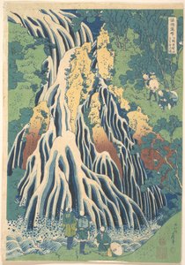 A Shimotsuke-i Kurokami-hegyen található Kirifuri-vízesés (Shimotsuke Kurokamiyama Kirifuri no taki), a „Vízesések körutazása a különböző tartományokban” (Shokoku taki meguri) című sorozatból alkotó: Katsushika Hokusai