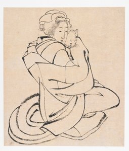 Lady Holding a Cat, Edo korszak, kb. 1810-es évek. alkotó: Katsushika Hokusai