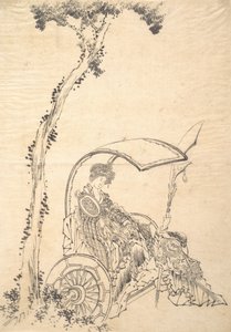 Hölgy egy szekérben. alkotó: Katsushika Hokusai