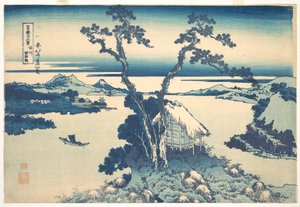 A Suwa-tó a Shinano tartományban (Shinshū Suwako), a „A Fuji-hegy harminchat látképe” (Fugaku sanjūrokkei) című sorozatból alkotó: Katsushika Hokusai