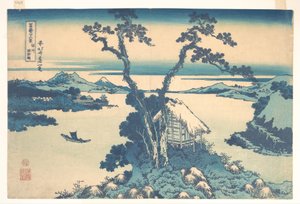 A Suwa-tó a Shinano tartományban (Shinshū Suwako), a „A Fuji-hegy harminchat látképe” (Fugaku sanjūrokkei) című sorozatból alkotó: Katsushika Hokusai