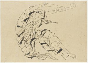 Hosszú karú férfi nyújtózkodik, Edo-kor (tinta papíron) alkotó: Katsushika Hokusai