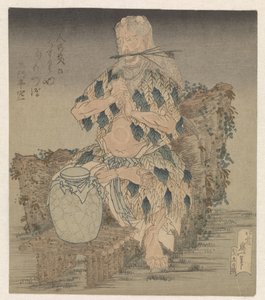 Férfi egy köntösben a levelek alkotó: Katsushika Hokusai