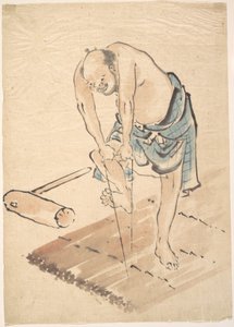 Férfi egy tutajon alkotó: Katsushika Hokusai