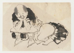 Karfával ülő férfi, Edo-korszak, 19. század. alkotó: Katsushika Hokusai