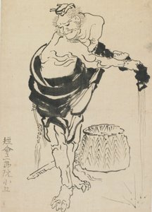 Köntösét kicsavaró férfi, 18. század vége-19. század eleje. alkotó: Katsushika Hokusai
