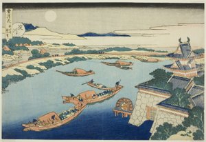 Holdfény a Yodo folyón (Yodogawa), a "Hó, Hold és virágok (Setsugekka)" sorozatból alkotó: Katsushika Hokusai