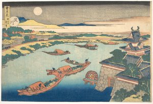 Holdfény a Yodo-folyón (Yodogawa), a „Hó, hold és virágok” (Setsugekka) című sorozatból alkotó: Katsushika Hokusai